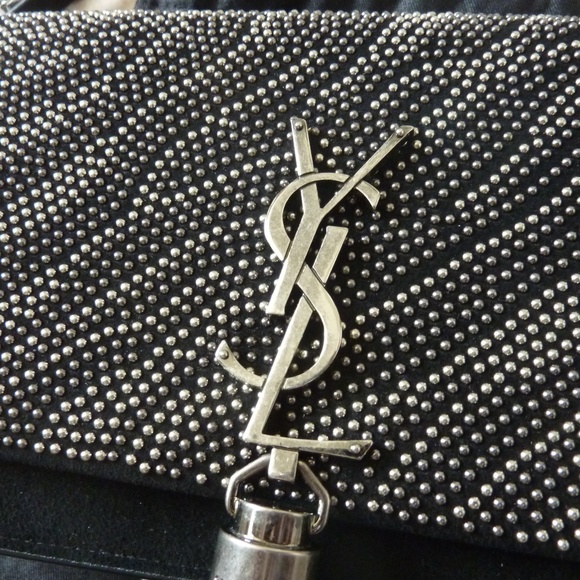 YSL Saint Laurent $2450 Zebra Pattern 'Kate' Logo Embellished Shoulder Bag - Picture 8 of 9